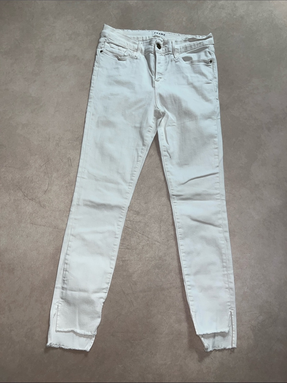 Frame Denim White Skinny Ankle Jeans Le Skinny De Jeanne Size 32